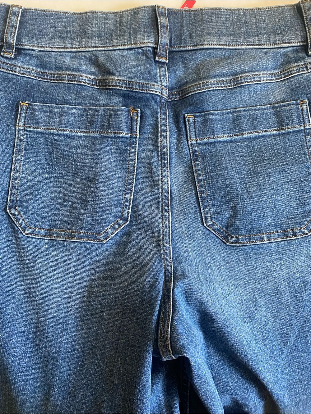 NWT Spanx Cropped Wide Leg Jeans In Shaded Blue - Size M - Picture 6 of 11